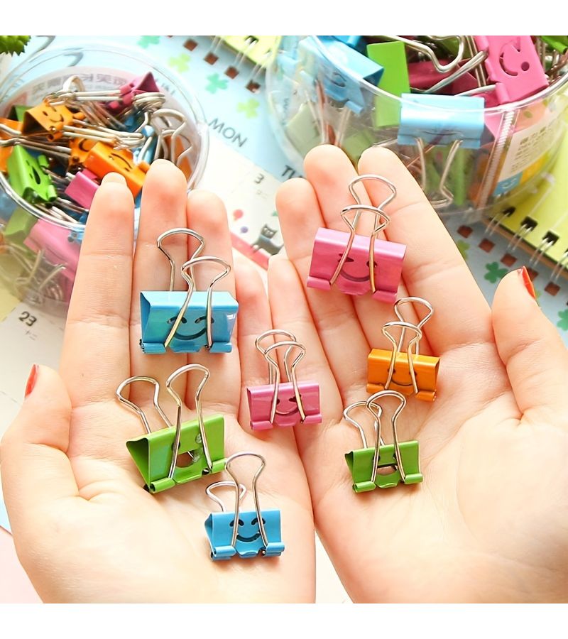 25 Pieces Multi Color Stainless Steel Binder Clips With Cartoon Face For Office Scrapbooking Bulletin Boards Journals Crafts Document organizing - Image 2