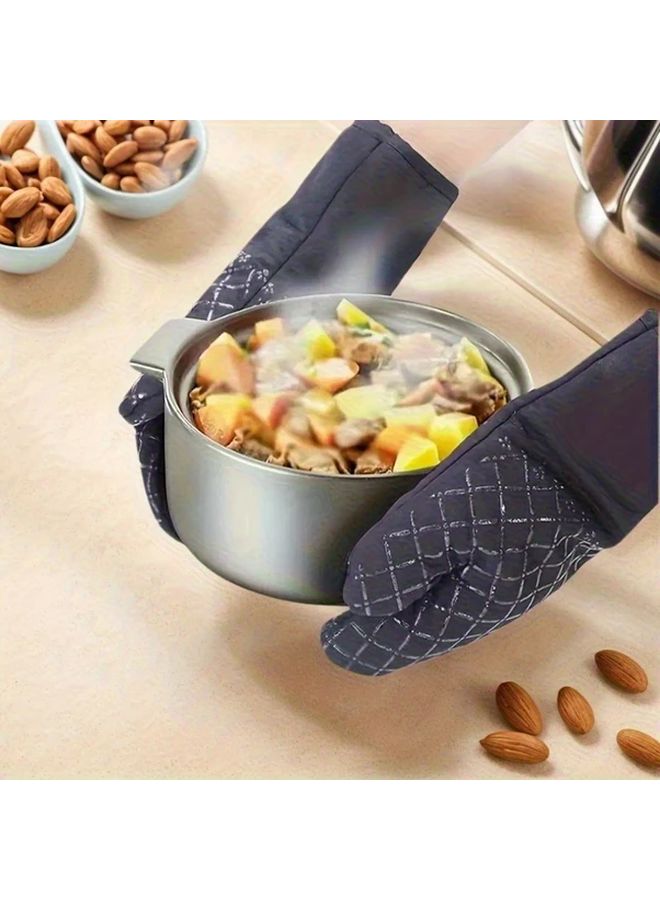 Black Anti Slip Glove Set With Pot Holder Soft Comfortable Super Grip Kitchen Tool - Image 3