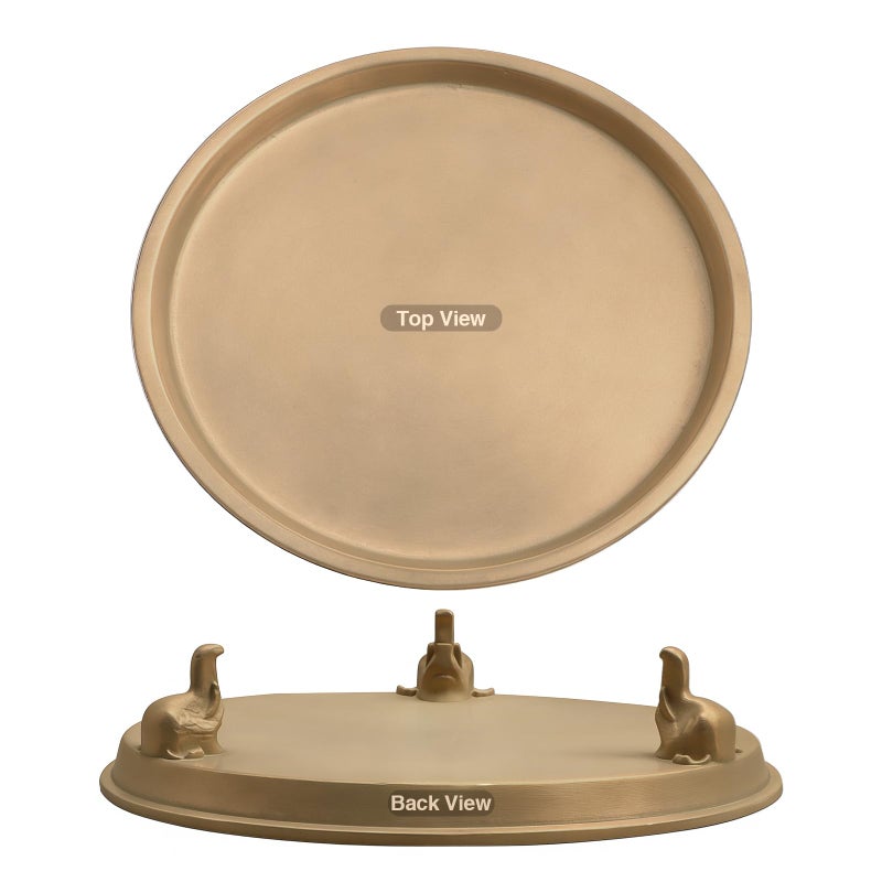 RUHUALIFE Solid Brass Candle Plate Holder Tray,Round Decorative Tray with Elephant Head Feetï¼ŒCraft Tray for Decor/Jewelry/Makeup/Perfume and Coffee,Elegant Gift-Ready Packaging Included, 4.6 Inch - Image 1
