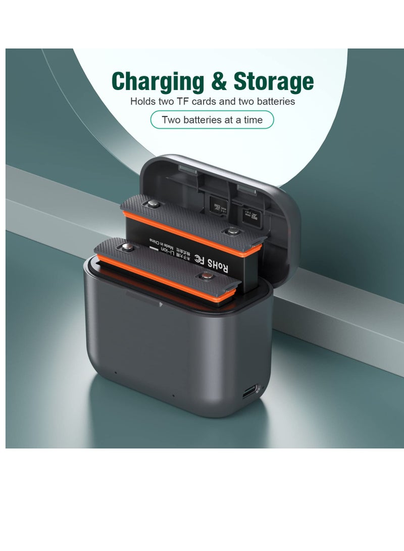 SYOSI عبوتان بديلتان لبطارية إنستا 360 x3 سعة 1800mAh وشاحن هاب سريع بمنفذين متوافق مع كاميرا إنستا360 X3 عالية السعة (متوافق تمامًا مع الأصل) - Image 5