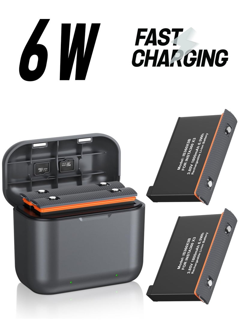 SYOSI عبوتان بديلتان لبطارية إنستا 360 x3 سعة 1800mAh وشاحن هاب سريع بمنفذين متوافق مع كاميرا إنستا360 X3 عالية السعة (متوافق تمامًا مع الأصل) - Image 1