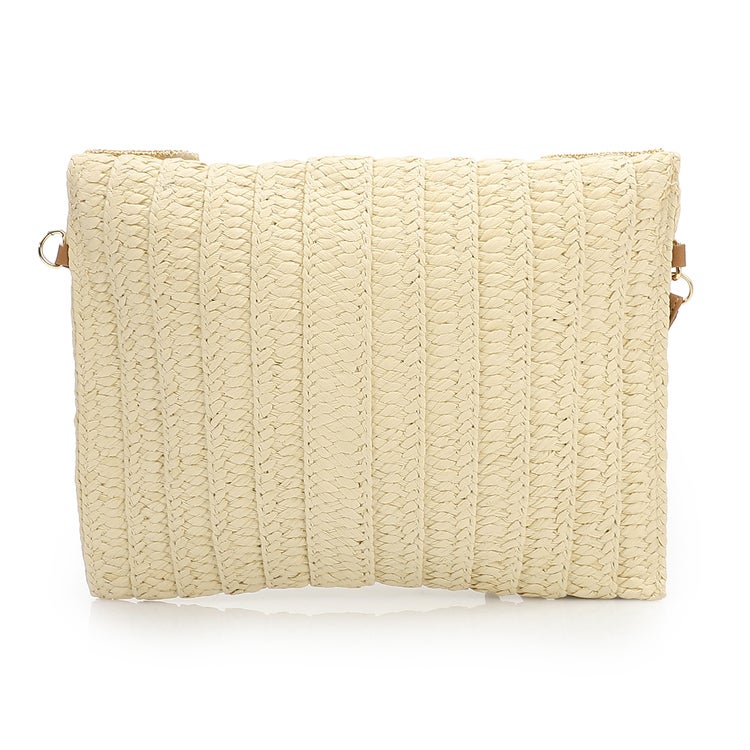 Mr.joe Mr Joe Bohemian Straw and Beaded Clutch Bag with Wristlet Strap Beige -4156 - Image 2