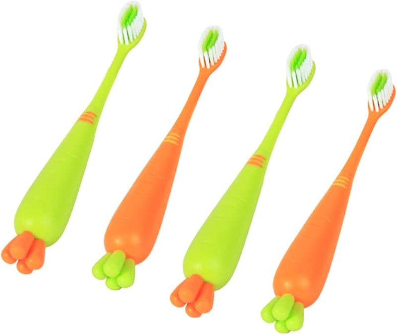 4 قطع فراشي أسنان كرتونية للأطفال بشعيرات فائقة النعومة وتصميم مريح للتنظيف اللطيف - Image 2