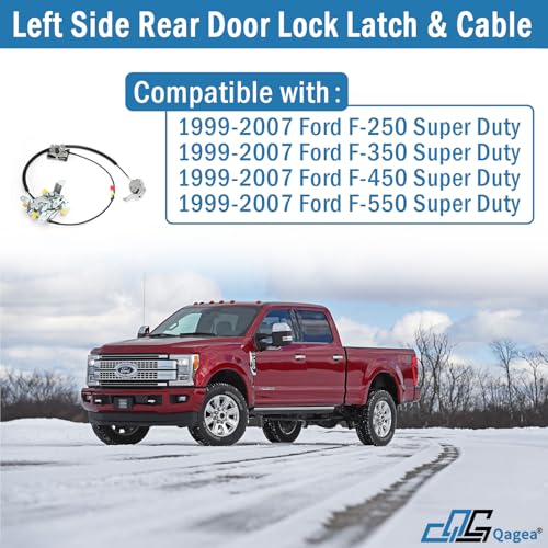 Qagea Rear Door Lock Latch & Cable - Left Driver Side - Replacement for 1999-2007 Ford F250 F350 F450 F550 Super Duty, Upper and Lower Locking Latches Assembly Replaces# 6C3Z-28264A01-A 6C3Z28264A01A - Image 2