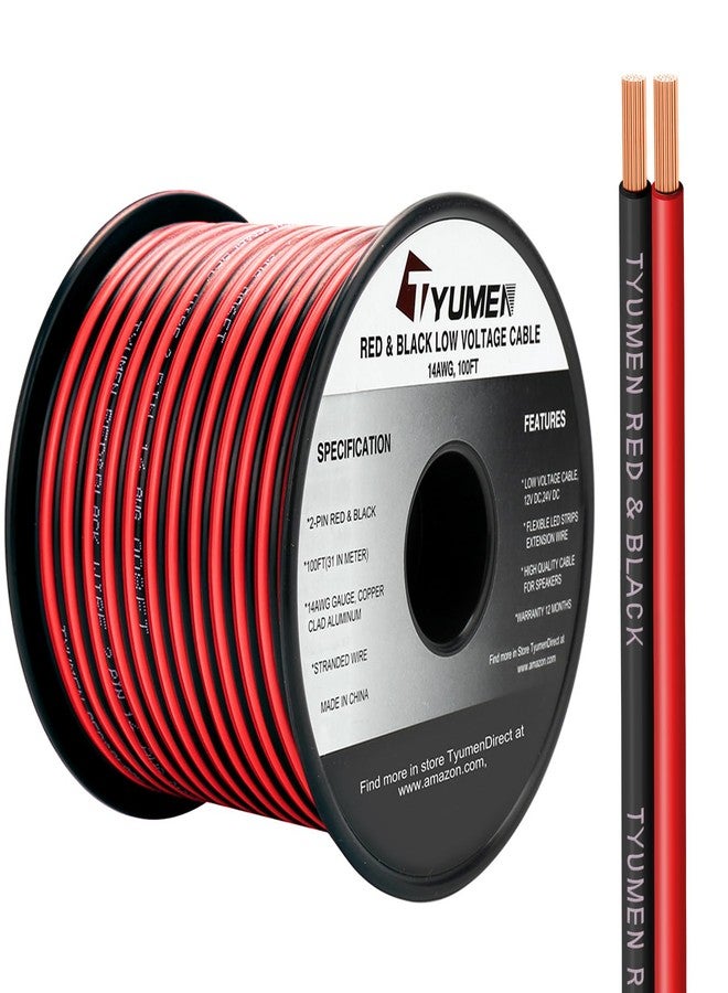 TYUMEN 100FT 14/2 Gauge Red Black Cable Hookup Electrical Wire LED Strips Extension Wire 12V/24V DC Cable, 14AWG Flexible Wire Extension Cord for LED Ribbon Lamp Tape Lighting - Image 1