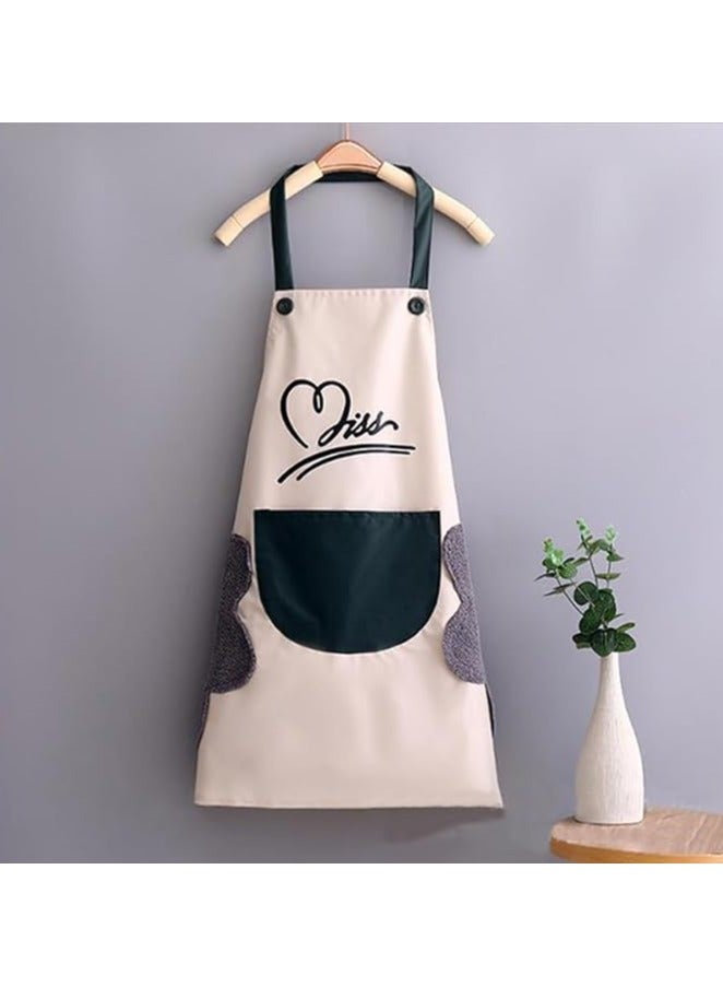 2 Pack Kitchen Apron with Hand Wipe,Water-drop Resistant,Cooking Bib Aprons - Image 4