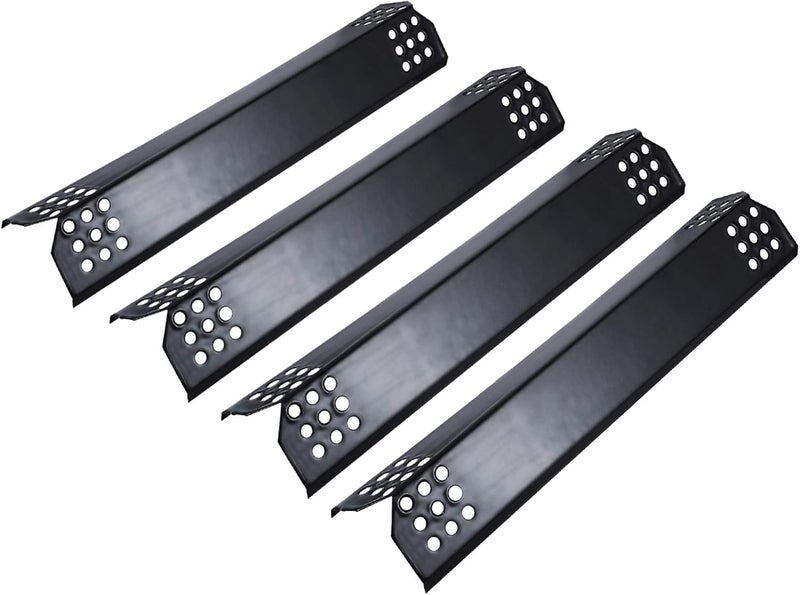 Unicook 4 Pack Porcelain Grill Heat Plate 14.56" L, Gas Grill Replacement Parts Burner Cover, Heat Shield Tents, Flavorizer Bars, Flame Tamer Guards for Gas BBQ - Image 1