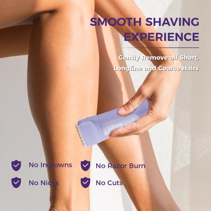 Ufree 3-in-1 Bikini Trimmer for Women with Ceramic Blades, IPX7 Waterproof Pubic Hair Trimmer, Women's Electric Razor Cordless Rechargeable Shaver for Legs, Armpit, Valentine's Gifts for Her - Image 3