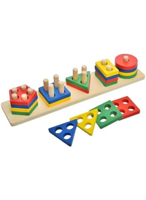 Generic accessories shop Wooden Learning Puzzle Enlighten IQ With Colorful Amazing Design And Add More Fun for Children Set Of 21 Pieces - Multicolor