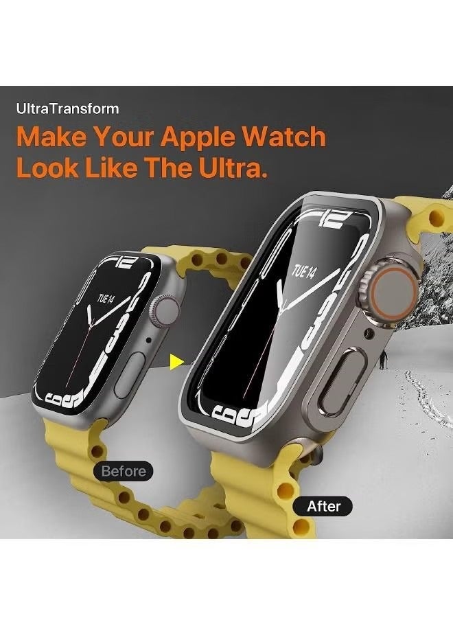 Compatible for Apple Watch Series 7/8/9 45mm Hard Case with Tempered Glass Screen Protector, Unique Design Hard PC Waterproof Case Cover, Bumper Full Coverage Accessories for iWatch 7/8/9 45mm - Image 2