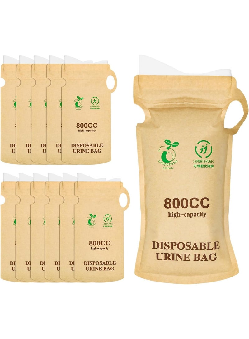 Zikra Disposable Urine Bags, 100% Compostable Unisex Urinals, 12 PCS 800ML Emergency Toilet for Car, Portable Camping Urinal Bags with Superior Absorbent Pad for Camping,Traffic Jams, Pregnant, Patient - Image 1