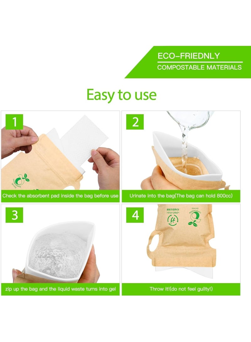Zikra Disposable Urine Bags, 100% Compostable Unisex Urinals, 12 PCS 800ML Emergency Toilet for Car, Portable Camping Urinal Bags with Superior Absorbent Pad for Camping,Traffic Jams, Pregnant, Patient - Image 4
