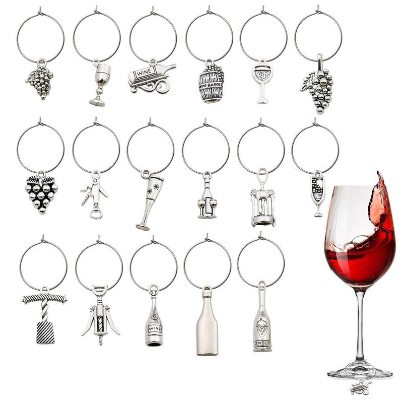 Wocraft 50 Sets Craft Supplies Wine Glass Charms Markers Wine Tasting Party Decoration Supplies Gift With 25Mm Strong Stainless Steel Wine Glass Charm Rings (M307+10575) - Image 1