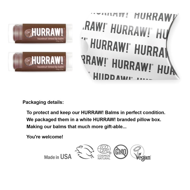 Hurraw! Hazelnut Tinted Lip Balm, 2 Pack: (Sheer Brown Tint) Organic, Certified Vegan, Cruelty and Gluten Free. Non-GMO, 100% Natural Ingredients. Bee, Shea, Soy and Palm Free. Made in USA - Image 2