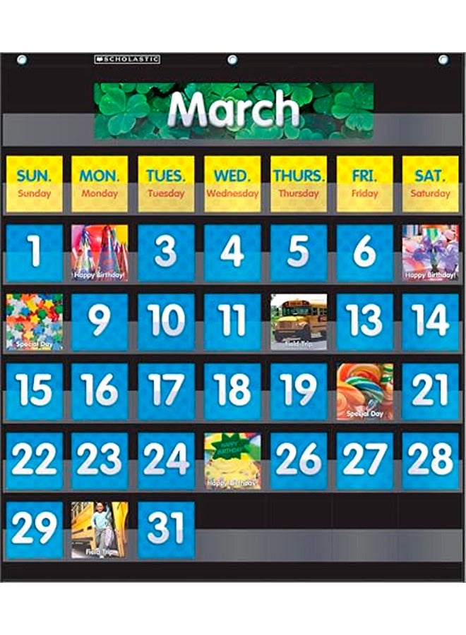 Monthly Calendar (Black) Pocket Chart