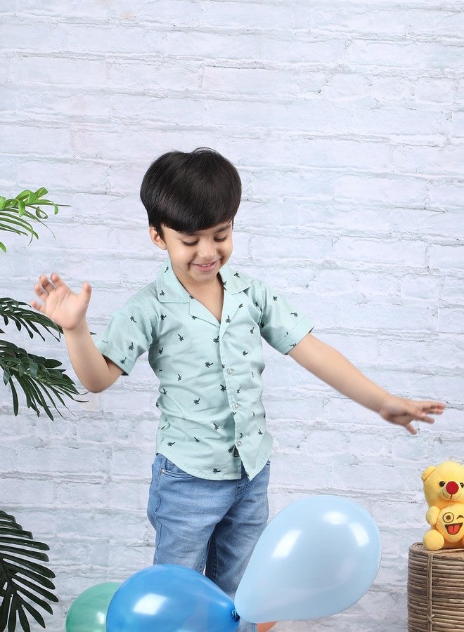 POLKA TOTS Half Sleeve Shirt for Boys, Comfortable Cotton Stylish Shirt for Casual wear, Stylish Soft Fabric Garment for Toddler Boys, Patterned Designed for Children(GREEN-3-4Y) - Image 4