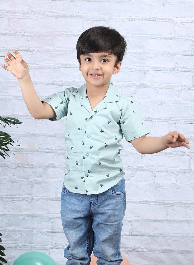 POLKA TOTS Half Sleeve Shirt for Boys, Comfortable Cotton Stylish Shirt for Casual wear, Stylish Soft Fabric Garment for Toddler Boys, Patterned Designed for Children(GREEN-3-4Y) - Image 3