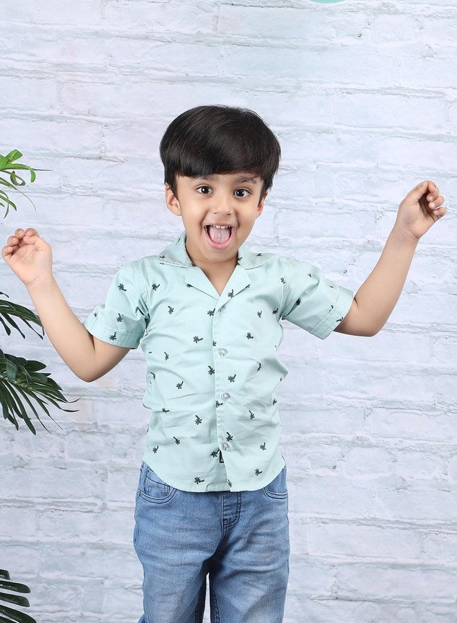 POLKA TOTS Half Sleeve Shirt for Boys, Comfortable Cotton Stylish Shirt for Casual wear, Stylish Soft Fabric Garment for Toddler Boys, Patterned Designed for Children(GREEN-3-4Y) - Image 2