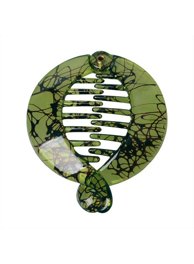 Fodattm 4 Pcs French Small Banana Hair Clip Hair Comb Round Ponytail Holder Hair Claw Fashion Interlocking Banana Combs Flat Shark Hair Clincher (D#) - Image 3