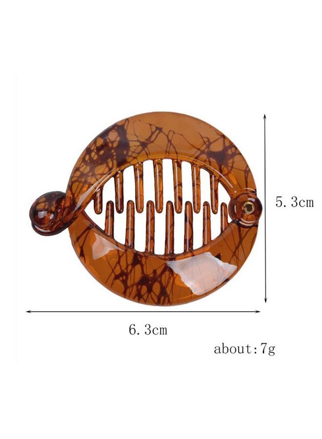 Fodattm 4 Pcs French Small Banana Hair Clip Hair Comb Round Ponytail Holder Hair Claw Fashion Interlocking Banana Combs Flat Shark Hair Clincher (D#) - Image 2