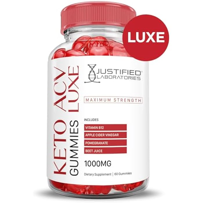 Justified Laboratories Luxe Keto ACV Gummies Advanced Formula 1000MG Luxe Keto Gummies Apple Cider Vinegar Formulated with Pomegranate Beet Juice Powder B12 Vegan Non GMO 60 Gummys - Image 4