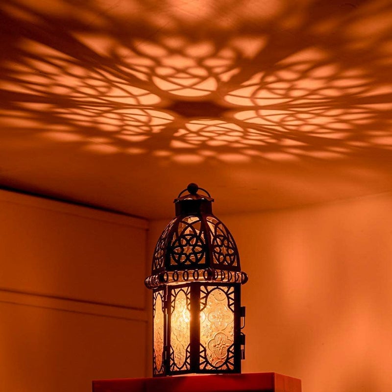 NEEDOMO Set of 4 Moroccan Candle Lantern, 9" Ramadan Lanterns Decorative Indoor Outdoor, Vintage Candle Holder for Chritsmas, Halloween, Table, Patio, Porch, Shelf, Ramadan Decorations (Amber) - Image 3
