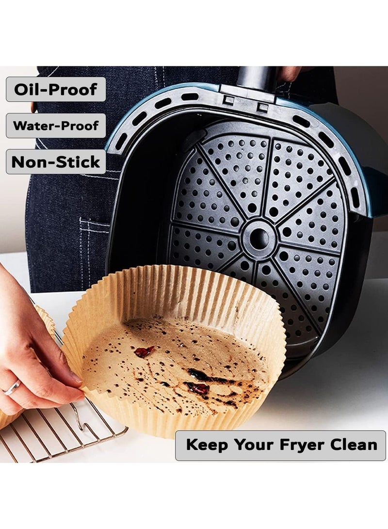 Gonice 50pcs Air fryer Disposable paper liner With 100 Plastic Gloves, Oil-proof, Non-Stick, Safe for Air Fryer, Microwave (20 cm)  - Image 3