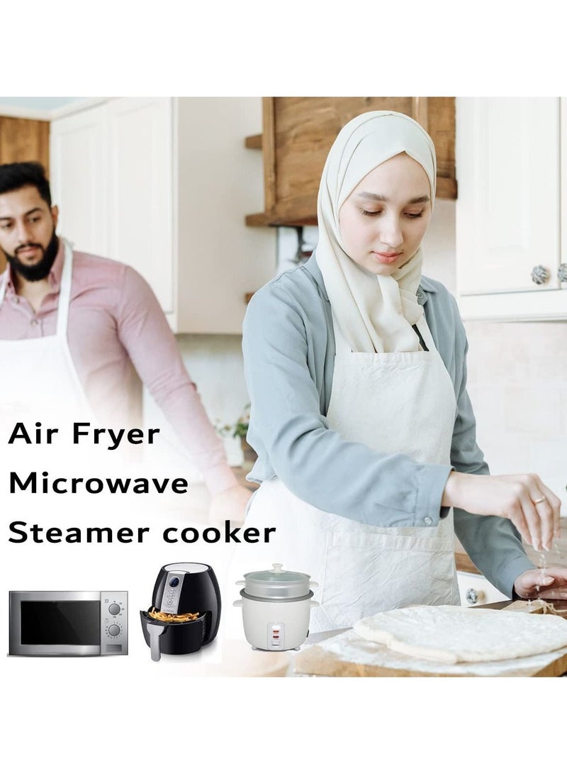 Gonice 50pcs Air fryer Disposable paper liner With 100 Plastic Gloves, Oil-proof, Non-Stick, Safe for Air Fryer, Microwave (20 cm)  - Image 4