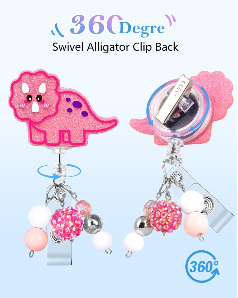 Besoar Funny Dinosaur Nurse Badge Reel - Nursing Badge Holder Retractable with ID Clip,Medical Assistant Pediatric Cute Name Tag Card Accessories with Alligator Clip for Office Student Work Hospital - Image 4