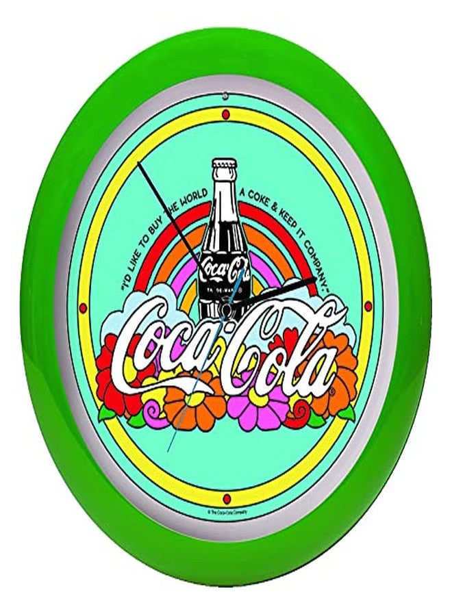 Mark Feldstein & Associates Coca Cola Hilltop Teach The World to Sing Retro Green 13 inch Sound Wall Clock - Image 1