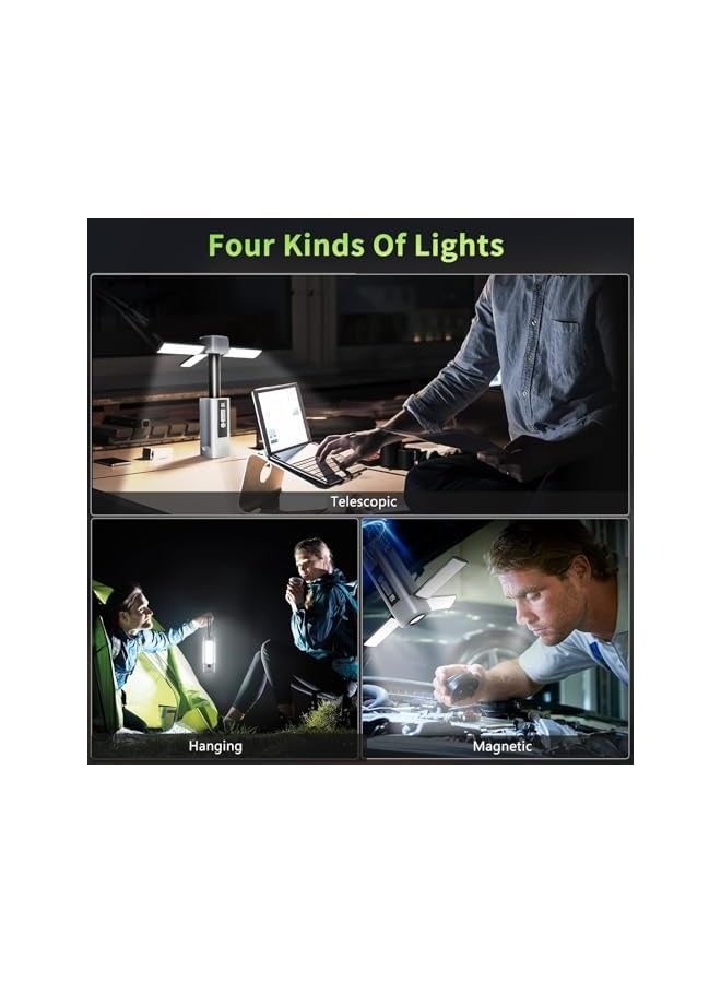 إيروريكس فانوس تخييم، مصابيح تخييم قابلة للطي وقابلة لإعادة الشحن، مصابيح خيمة 7 أوضاع IP54 1500 لومن، فوانيس محمولة لانقطاع التيار الكهربائي، والطوارئ، والمشي لمسافات طويلة في الهواء الطلق، باللون الرمادي - Image 2