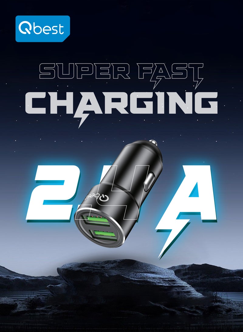 Qbest High Power 2.4A Dual Port USB Car Charger – Faster Full Charge with Smart Charging Technology - Image 5
