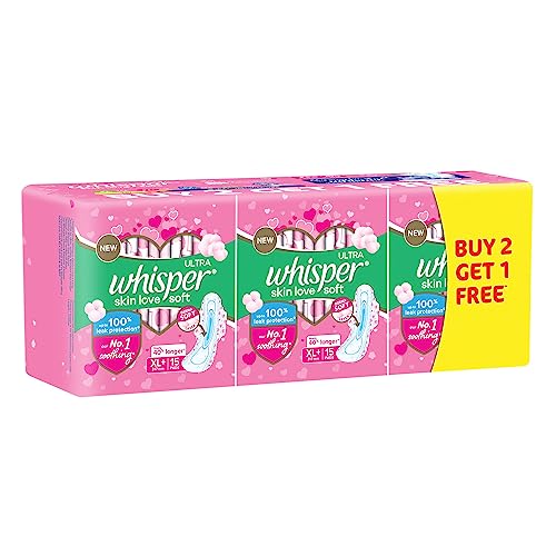Whisper Ultra Skinlove Sanitary Pads for Women | 45 Thin XL+ Pads | Cottony Soft Top Sheet | Irritation Free | 31.7 cm Long | With Disposable Wrap - Image 2