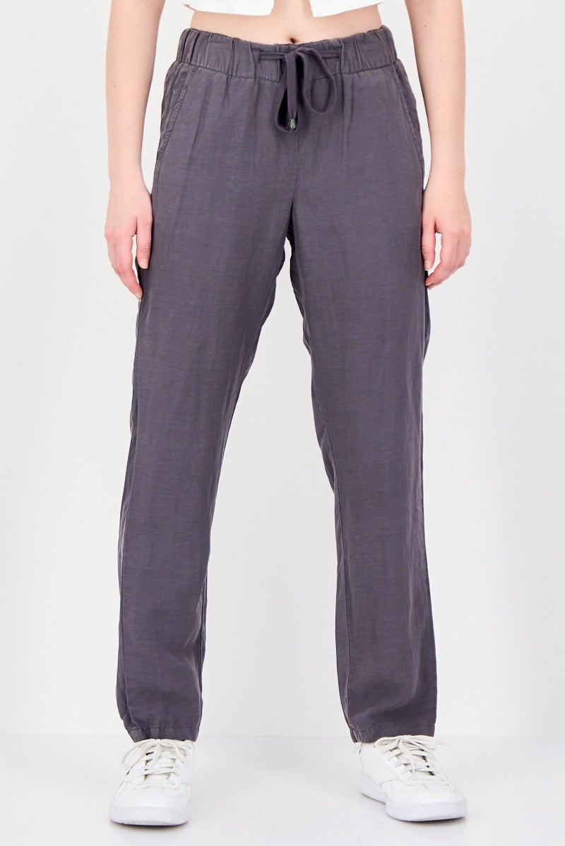 promod Women Regular Fit Plain Straight Pants, Grey - Image 1