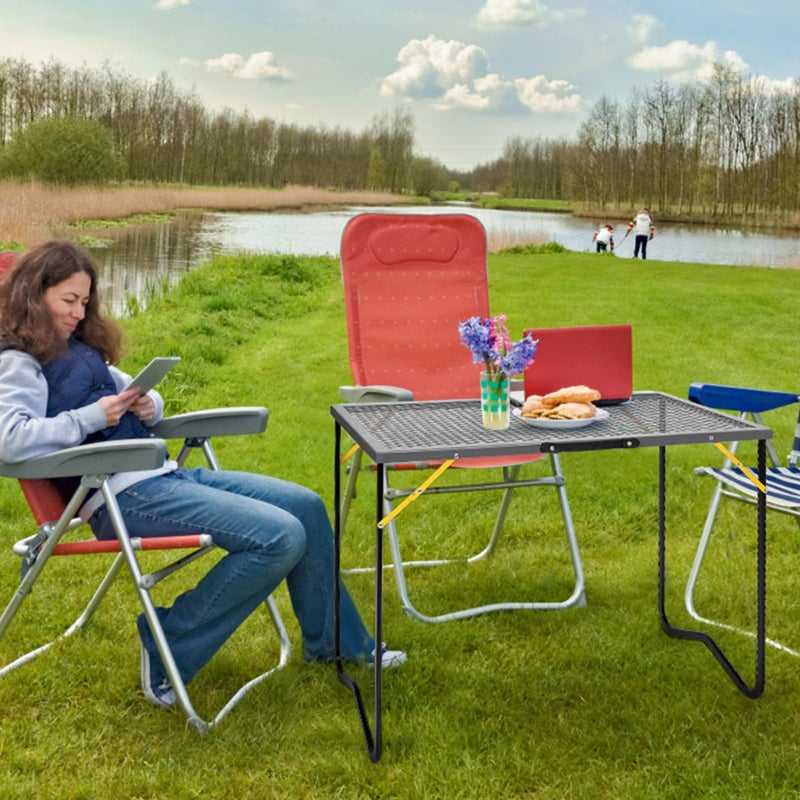 BHLOR Portable Folding Grill Table, 3ft Outdoor Grill Table with Mesh Tabletop, Metal Grid Table for Camping, Picnic, BBQ, RV - Image 5