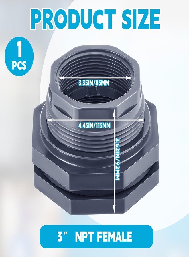 Maasechs 3 Inch PVC Bulkhead Fitting Water Tank Connector Plumbing Bulkhead Pipe Fitting 3" NPT for Rain Barrels, Aquariums, Tubs, Pools - Image 2