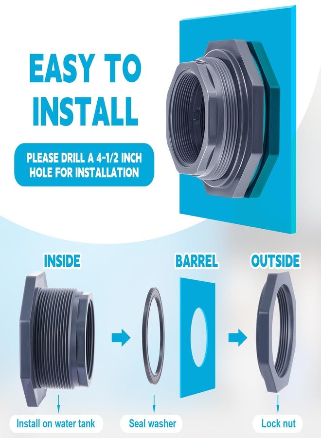 Maasechs 3 Inch PVC Bulkhead Fitting Water Tank Connector Plumbing Bulkhead Pipe Fitting 3" NPT for Rain Barrels, Aquariums, Tubs, Pools - Image 4