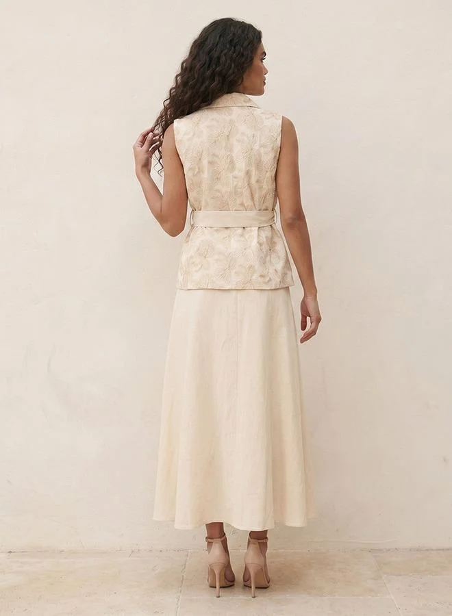 Iconic  LINEN EMBROIDERED VEST ATTACHED DRESS for Women | Best Price UAE