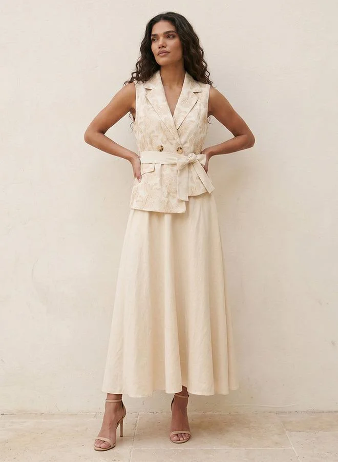 Iconic  LINEN EMBROIDERED VEST ATTACHED DRESS for Women | Best Price UAE