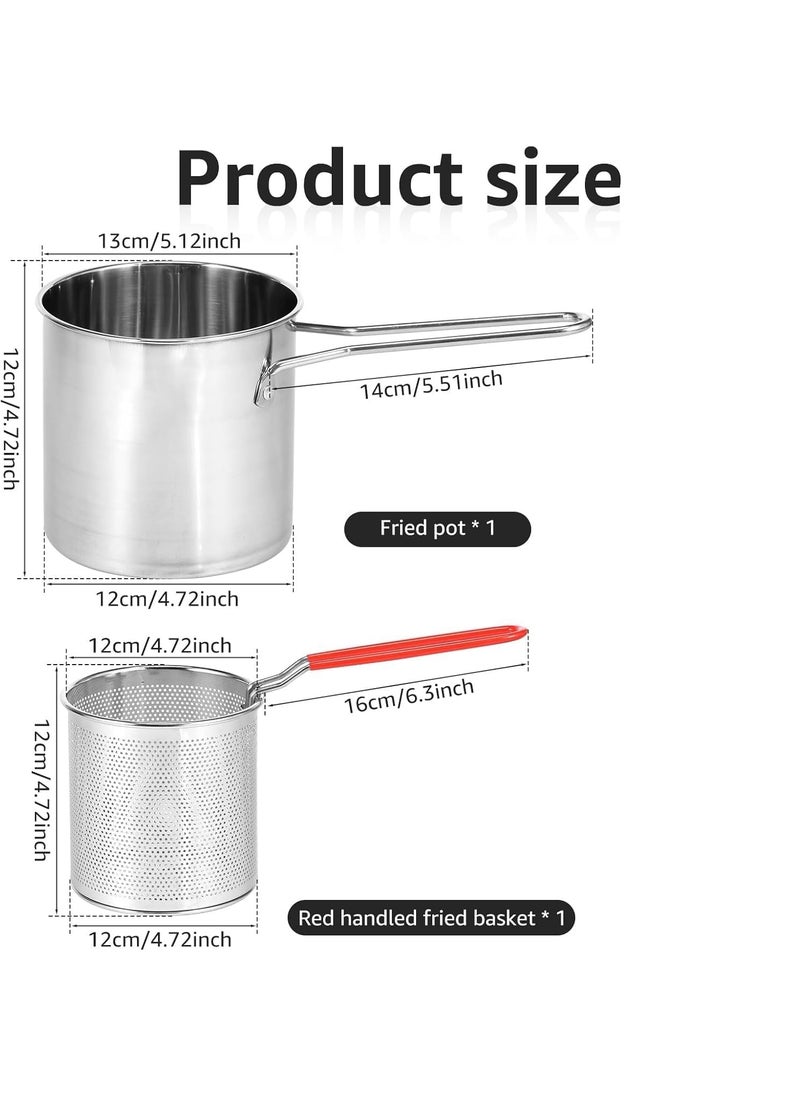 Soaex Soaex Deep Frying Pot with Strainer Basket 1200ml Stainless Steel Pan with Handle for Frying French Fries Shrimp Fish Boiling Butter Sauces Gravies Pasta  - Image 3