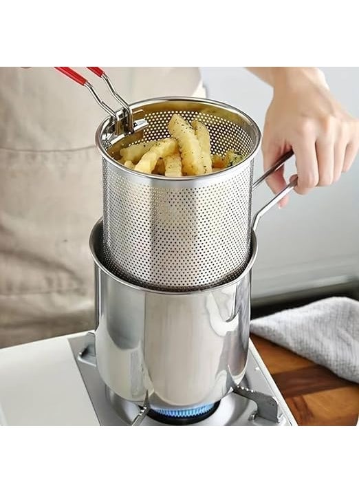 Soaex Soaex Deep Frying Pot with Strainer Basket 1200ml Stainless Steel Pan with Handle for Frying French Fries Shrimp Fish Boiling Butter Sauces Gravies Pasta  - Image 4
