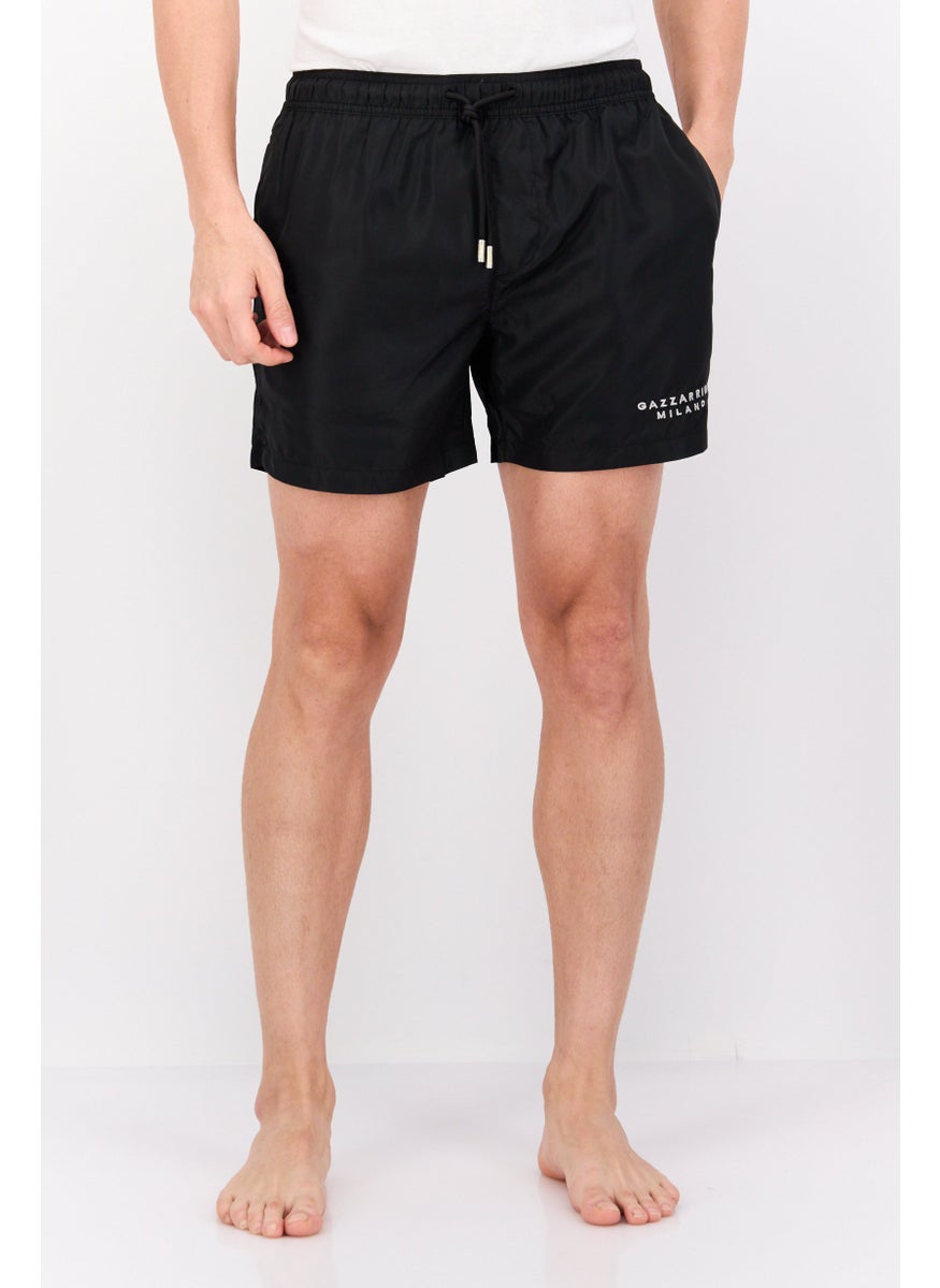 Gazzarrini Men Drawstring Embroidered Logo Board Short, Black  - Image 1