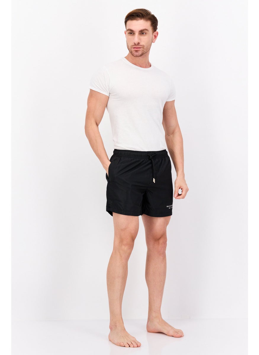 Gazzarrini Men Drawstring Embroidered Logo Board Short, Black  - Image 4