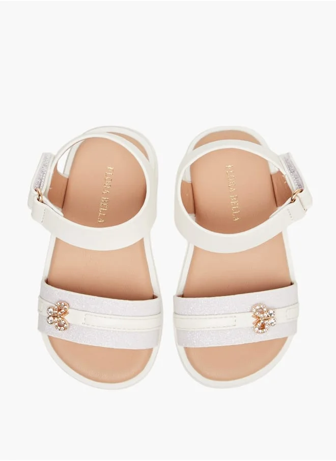 فلورا بيلا من شو إكسبرس Girls Butterfly Embellished Strap Sandals With Hook And Loop Closure Ramadan Collection