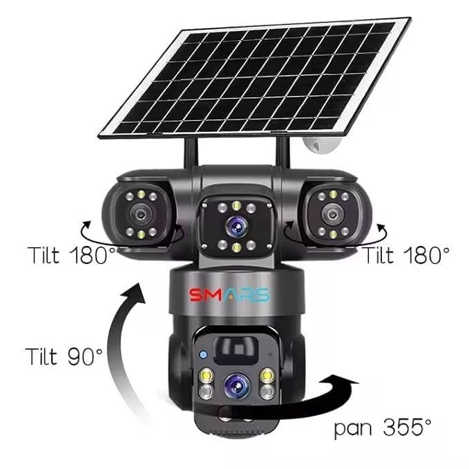 smars 12 MP Full HD Tripple Lens 4G Solar Powered CCTV Camera | Manual Side Rotation| Auto Tracking | Human Detection | Two-Way Audio | Color Night Vision - Image 2