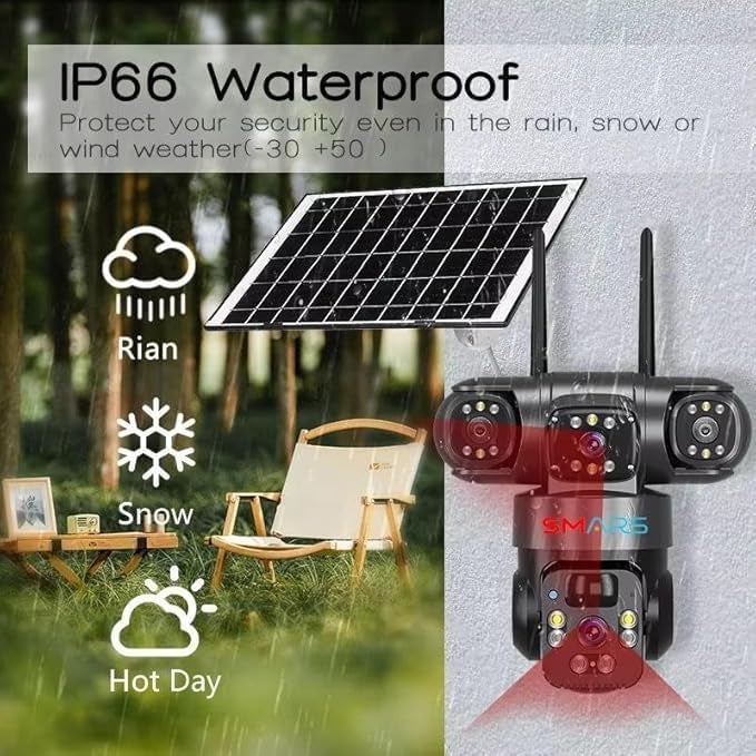 smars 12 MP Full HD Tripple Lens 4G Solar Powered CCTV Camera | Manual Side Rotation| Auto Tracking | Human Detection | Two-Way Audio | Color Night Vision - Image 4