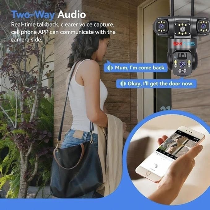 smars 12 MP Full HD Tripple Lens 4G Solar Powered CCTV Camera | Manual Side Rotation| Auto Tracking | Human Detection | Two-Way Audio | Color Night Vision - Image 3