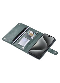 Generic Case Cover For iPhone 15 Pro Max ViLi GV Series MagSafe Magnetic Zipper Leather Phone Case Green 