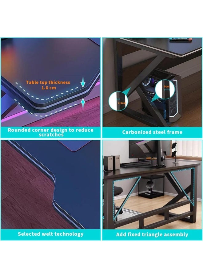 اليسا طاولة ألعاب بأرجل على شكل حرف K وفتحات لإدارة الكابلات - طاولة كمبيوتر مريحة للاعبين والمكاتب المنزلية وإعدادات البث - Image 3