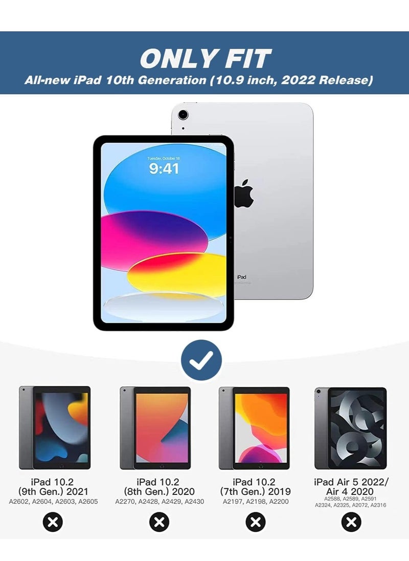 iPad 10th Generation Case (10.9 Inch, 2022) – Smart Case with Pencil Holder, Soft TPU Back, Auto Wake/Sleep Support – Navy Blue